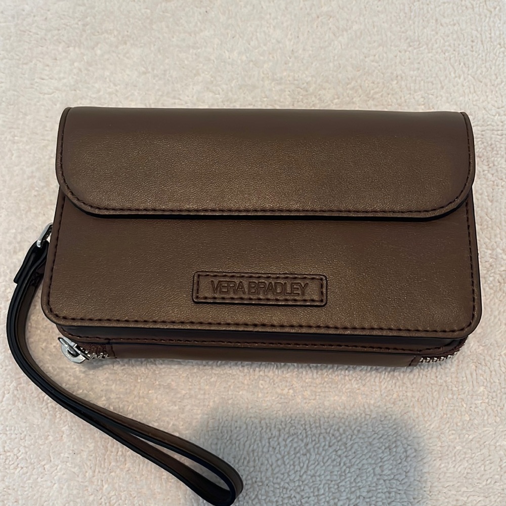 Coffee Faux Leather Smartphone Wristlet